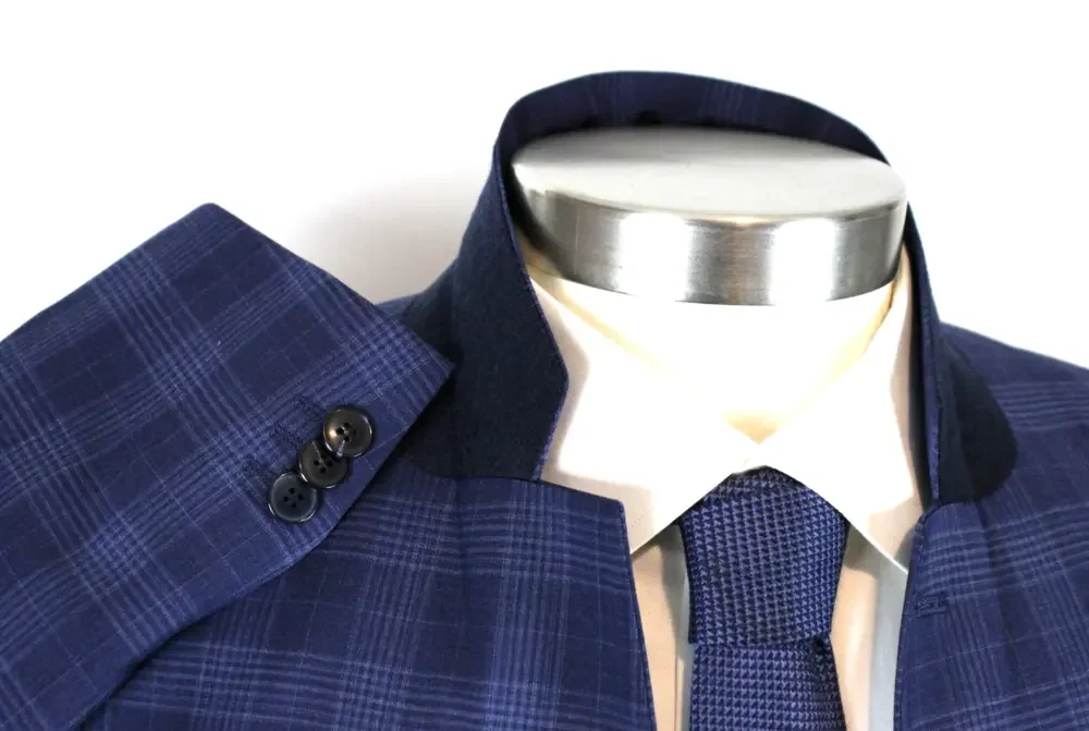 Hugo Sport Coat 38 R Mens Blue Plaid Extra Slim Fit Arti232X Super Flex Wool